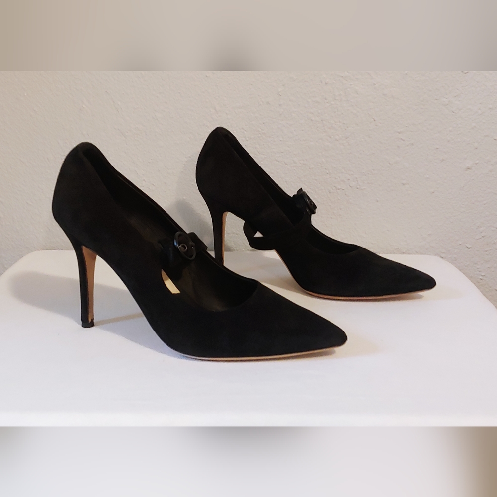 Rag & Bone Glenna Suede Mary Jane Pumps Sz 38 / 8 Black
